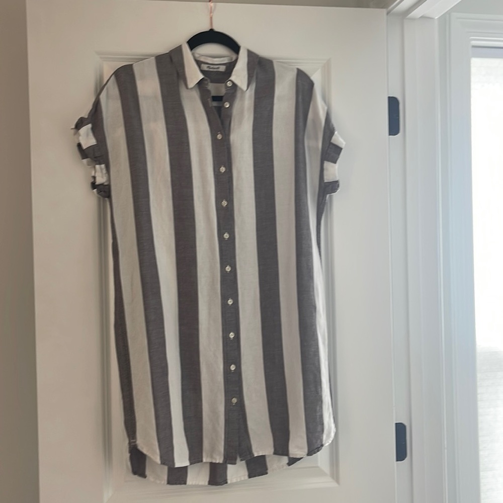 Striped short sleeve shirt dress